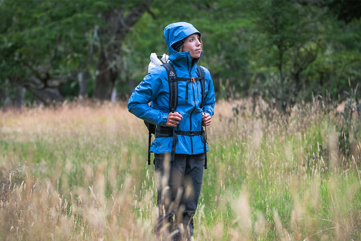 Outdoor Research Store -Outdoor Research Store Outdoor Research Aspire II rain jacket standing in field 0